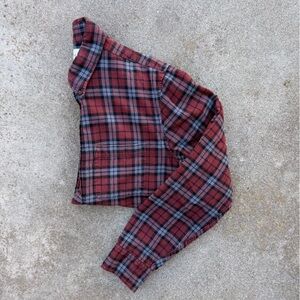 Abercrombie & Fitch Red and Gray Plaid Button-Down Shirt